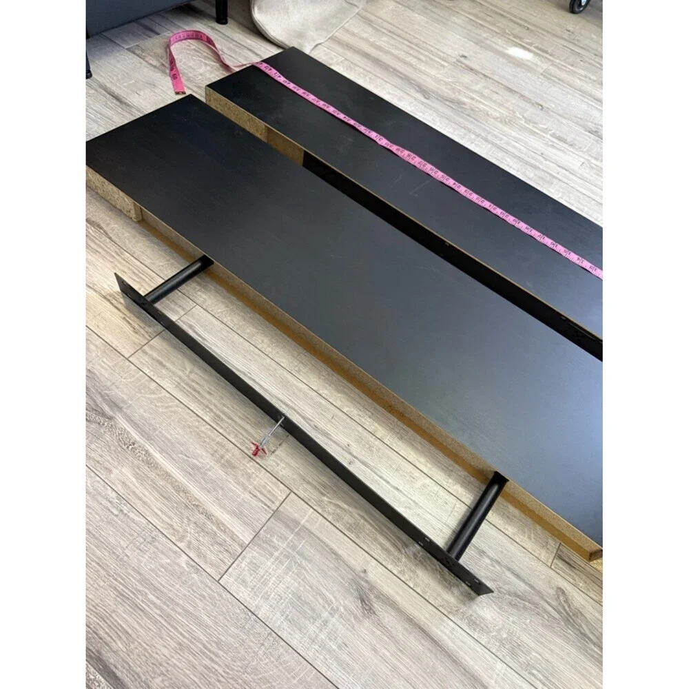 IKEA 2 Black Wall Shelves floating shelf - Pair of Long Boards storage shelfs